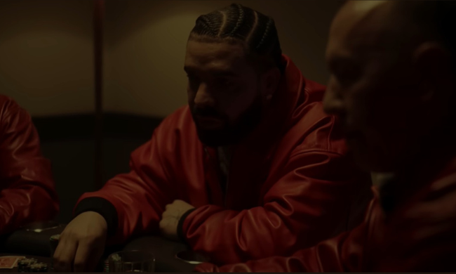 Drake in a red jacket