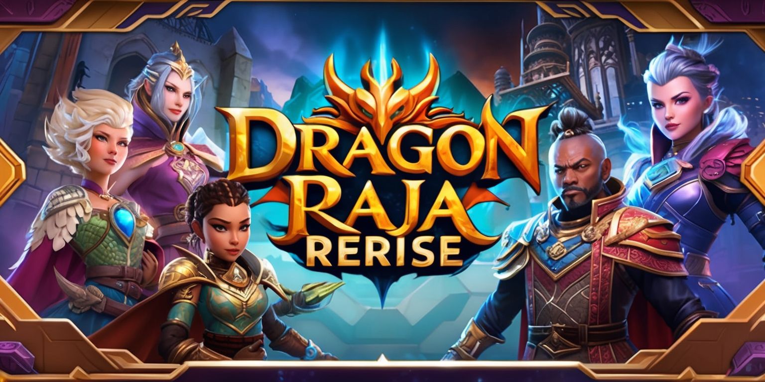 A futuristic fantasy scene depicting characters and elements from the Dragon Raja ReRise game, with a vibrant color palette and dynamic composition, featuring intricate details and textures, set against a stylized background with a mix of medieval and sci-fi architectural elements, showcasing the game's unique blend of magic and technology, with characters having distinctive facial features, varied skin tones, and elaborate clothing, and incorporating the game's logo, a stylized dragon emblem, in a bold, metallic font, with a sense of action and adventure, and a dramatic lighting effect, highlighting the game's epic storyline and immersive gameplay.